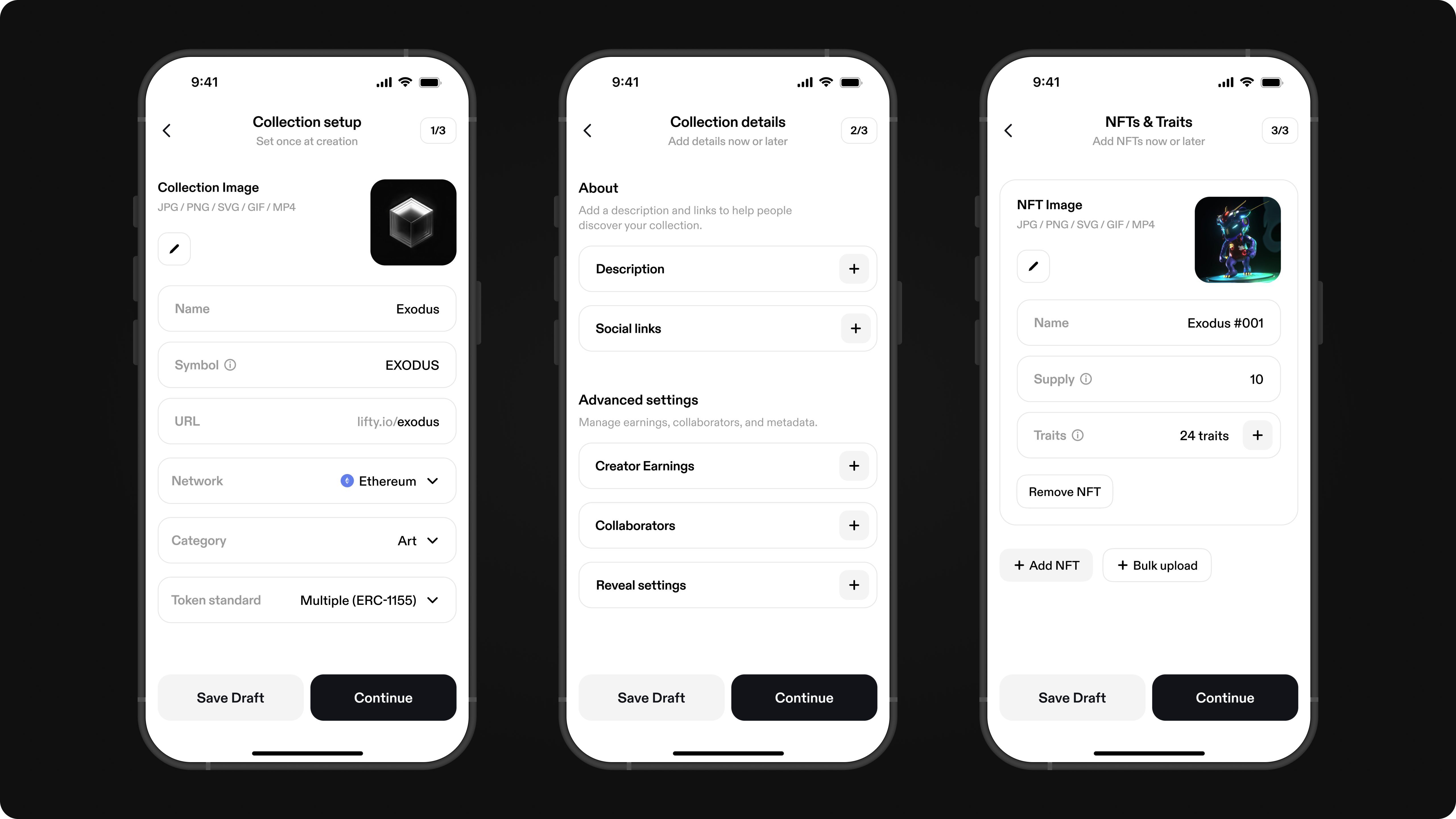 Collection setup steps